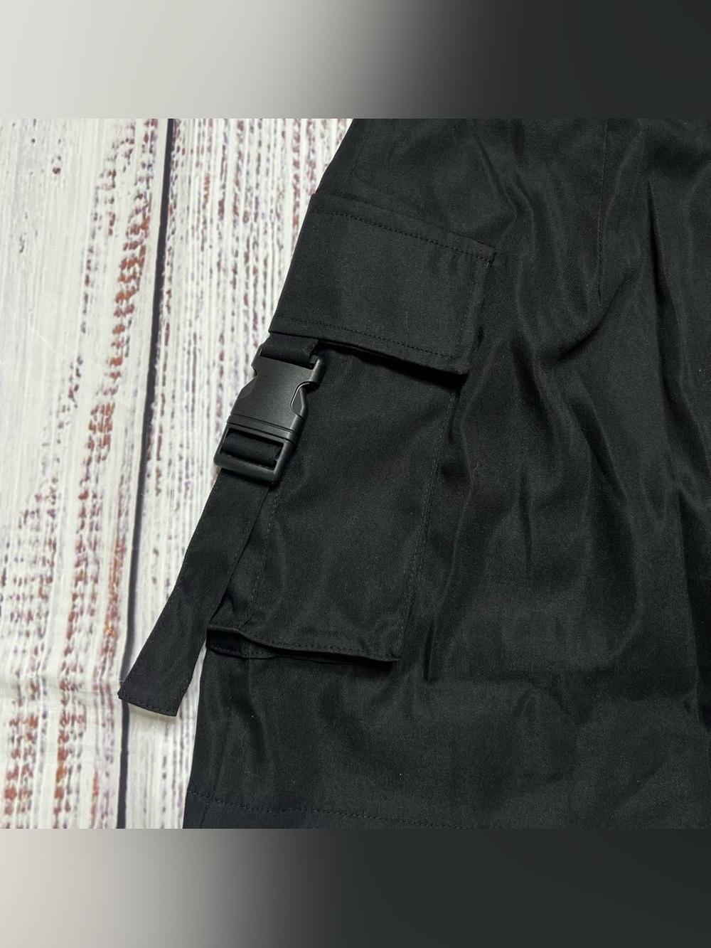 Black Cargo Utility Mini Skirt with Belt - Picture 7 of 11
